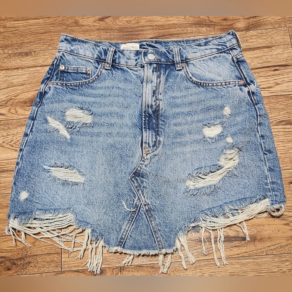 Pilcro Distressed Denim Skirt